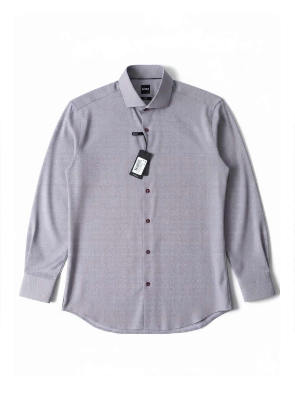 NWT BOSS Hugo Boss Hank Slim Fit Dress Shirt Purple White Microprint 16.5⁠